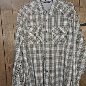 Wrangler Men's Casual Plaid Shirt - Brown and White